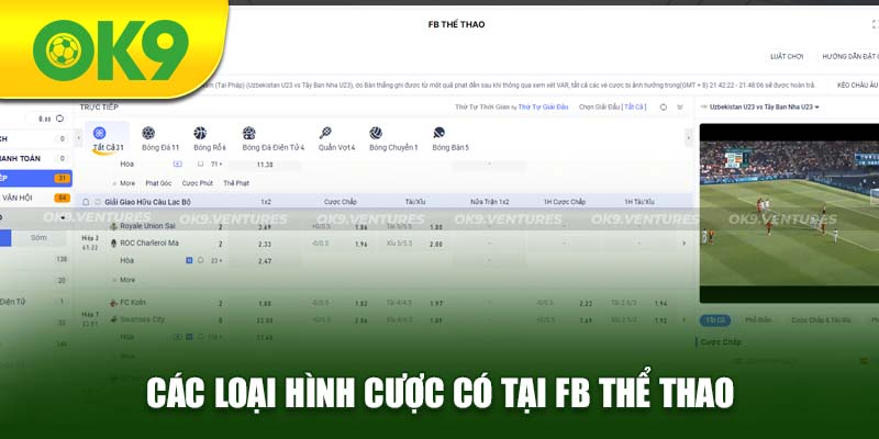 Các loại hình cược thể thao FB